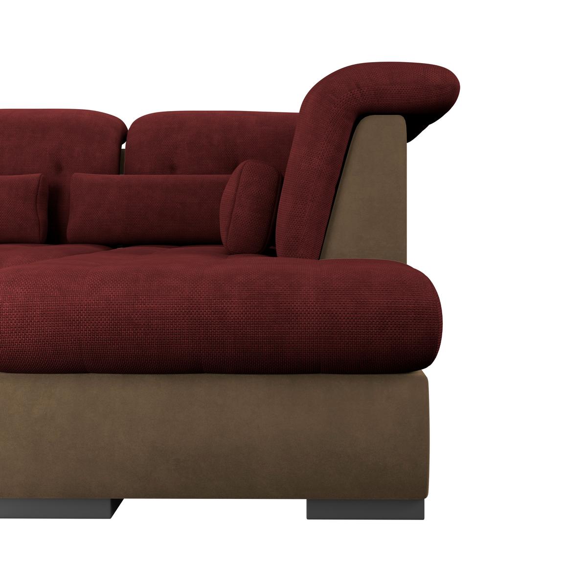 Wohnlandschaft Madera Rubinrot, S: 358x212 cm - Hellbraun/Rot, KONVENTIONELL, Kunststoff/Textil (190/358/212cm)