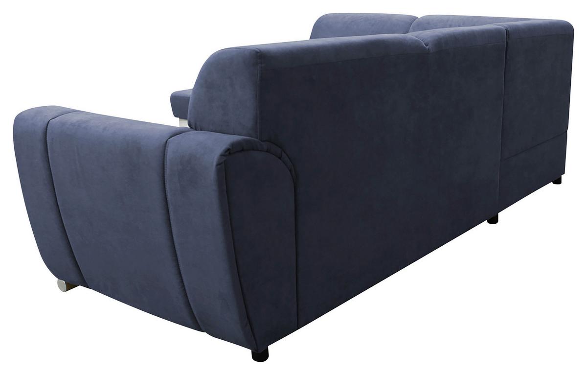 Ecksofa Mit Bettkasten Doris Rücken Echt Blau/weiß - Blau/Silberfarben, Design, Textil (196/255cm) - MID.YOU