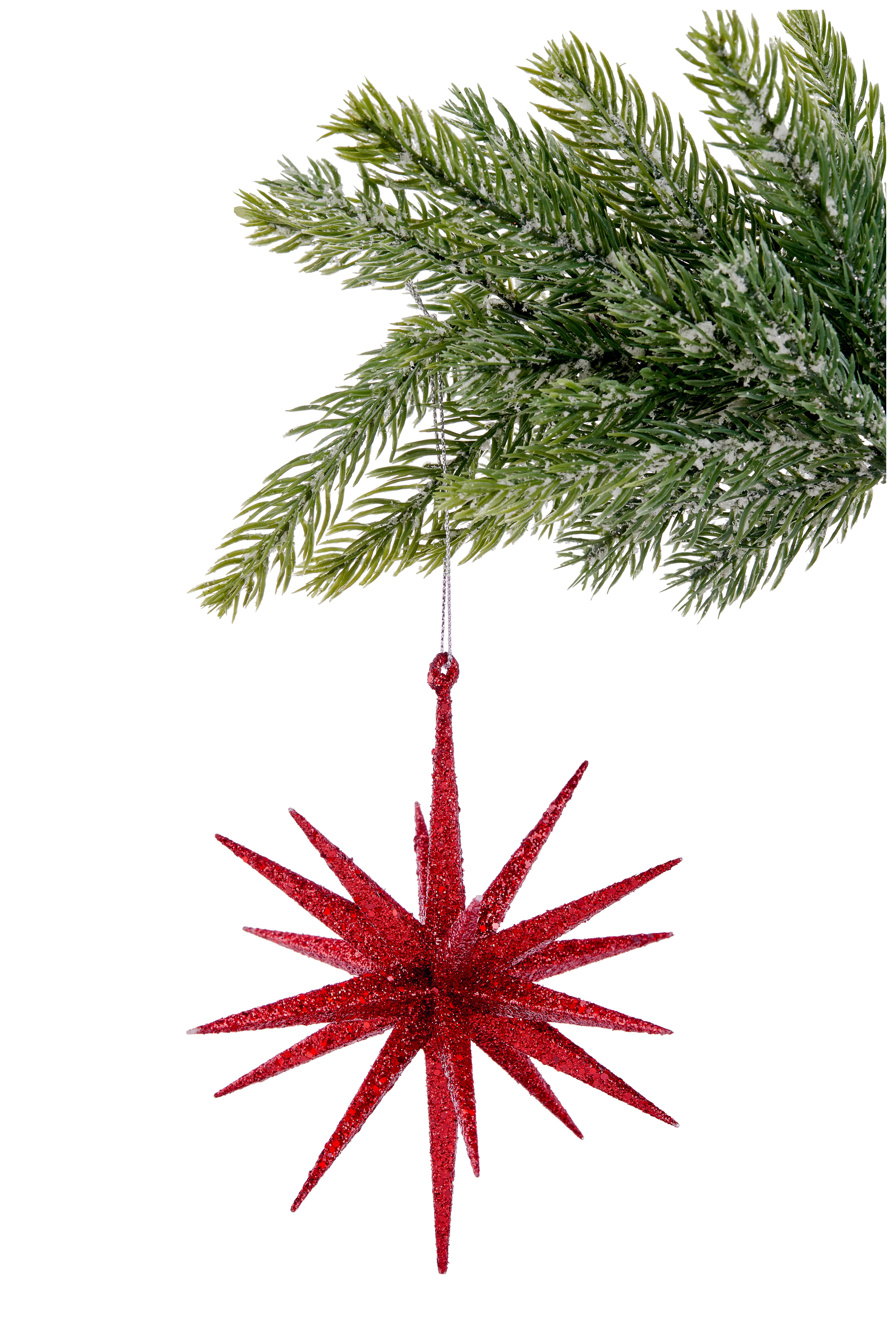 Függődísz Csillag Forma - piros, Basics, műanyag (15/15cm)