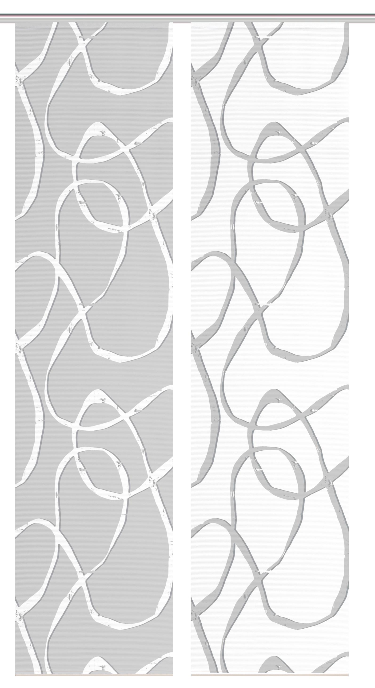 Flächenvorhang Ophelia 2er Set - Grau Hochglanz/Weiß, KONVENTIONELL, Textil (60/260cm)