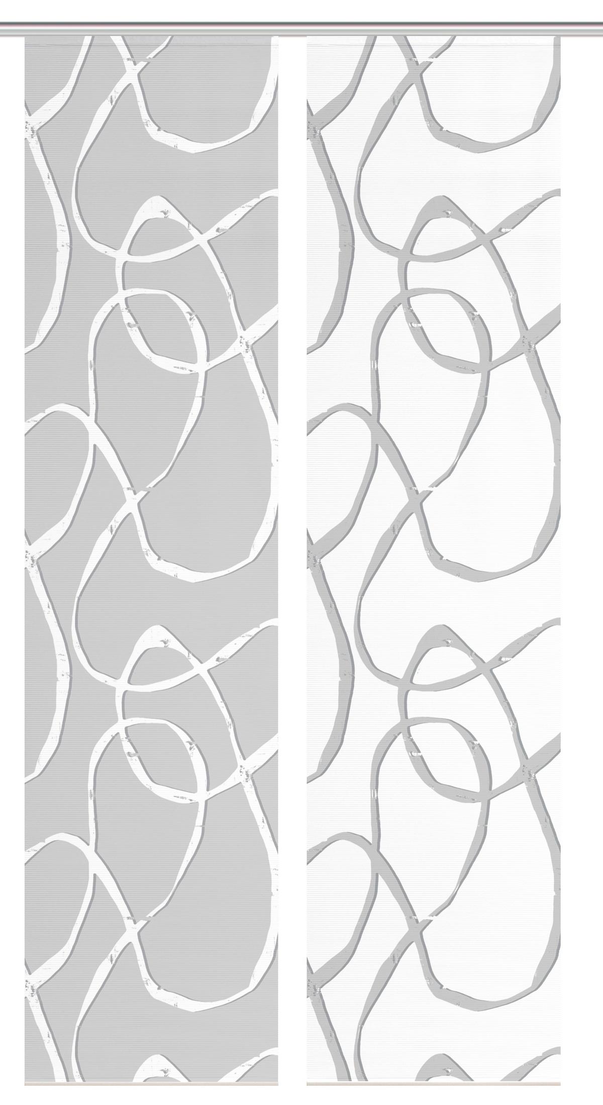 Flächenvorhang Ophelia 2er Set - Grau Hochglanz/Weiß, KONVENTIONELL, Textil (60/260cm)