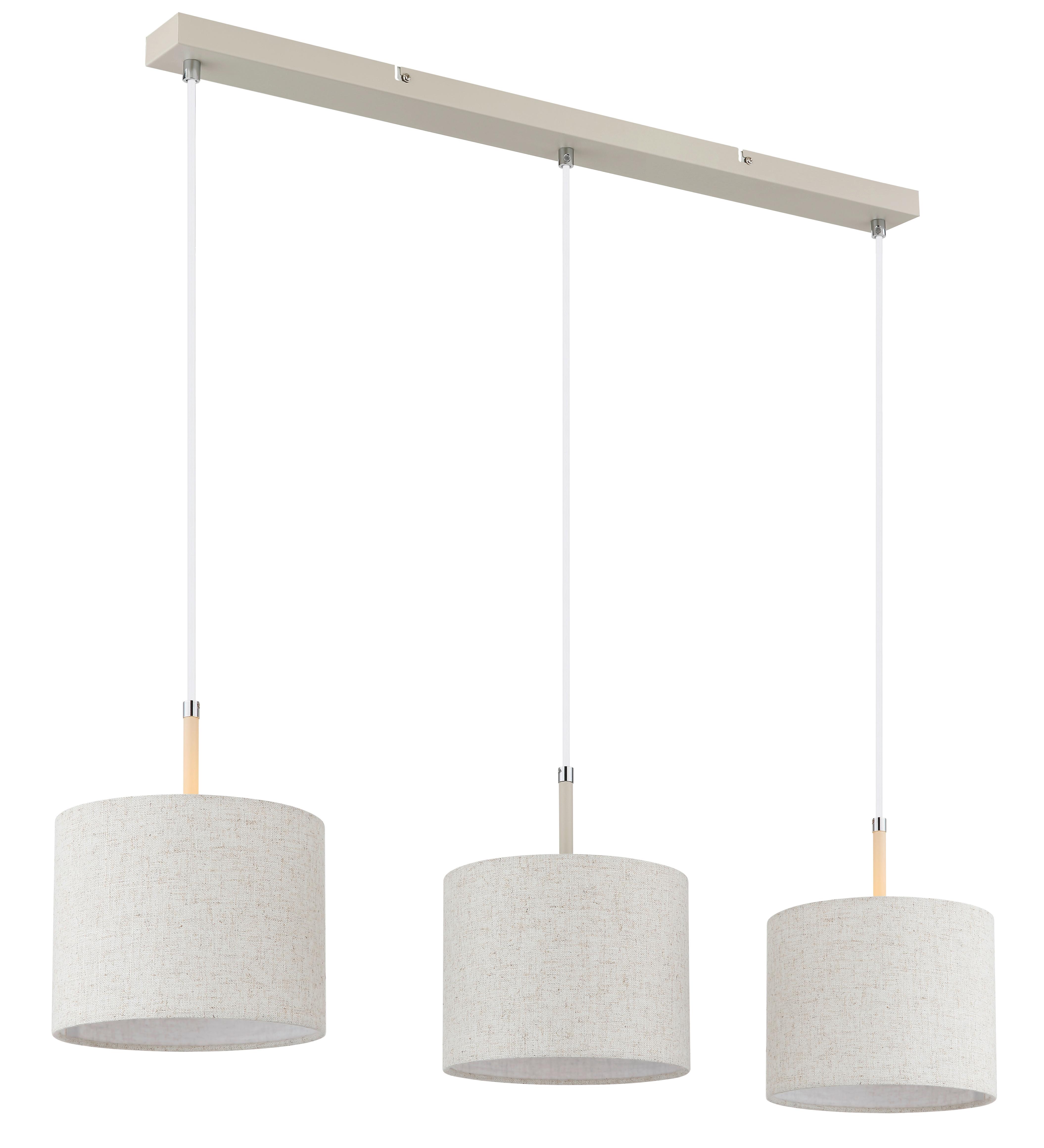 ZÁVESNÉ SVIETIDLO DELEON - piesková/biela, Design, kov/textil (90/20/120cm) - Globo