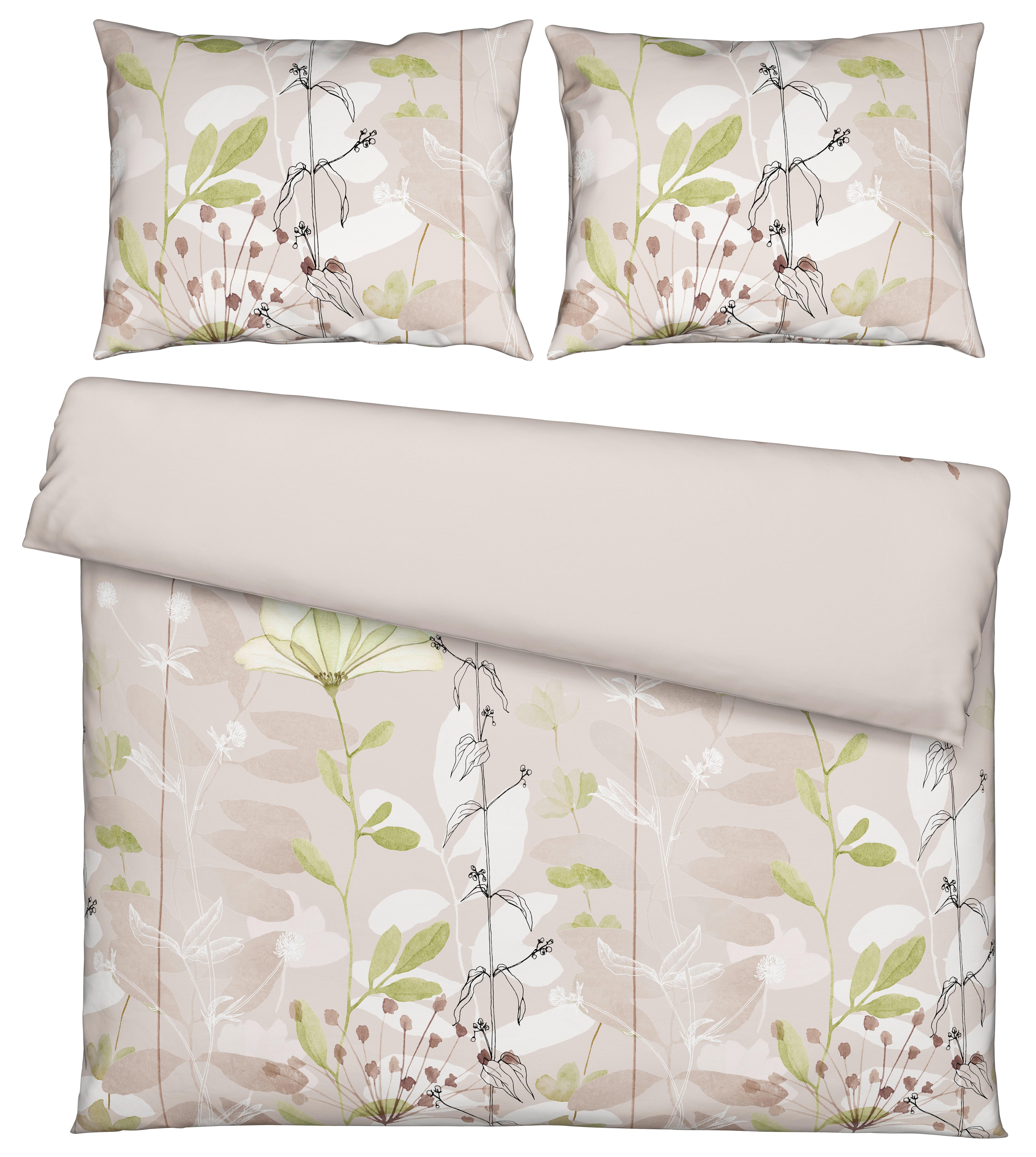 Povlečení Loala XXL, 2x70/90 200/220cm - zelená/béžová, Romantický / Rustikální, textil (200/220cm) - Mömax