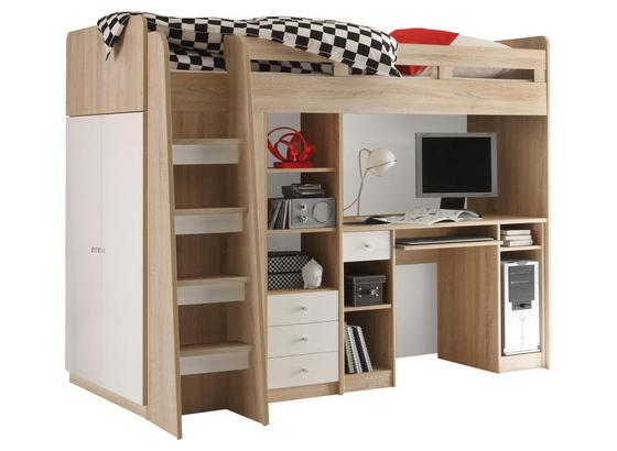 Posteľ Pre Deti A Mládež Unit - biela/dub sonoma, Moderný, kompozitné drevo (204/160/124cm) Posteľ Pre Deti A Mládež Unit - biela/dub sonoma, Moderný, kompozitné drevo (204/160/124cm)