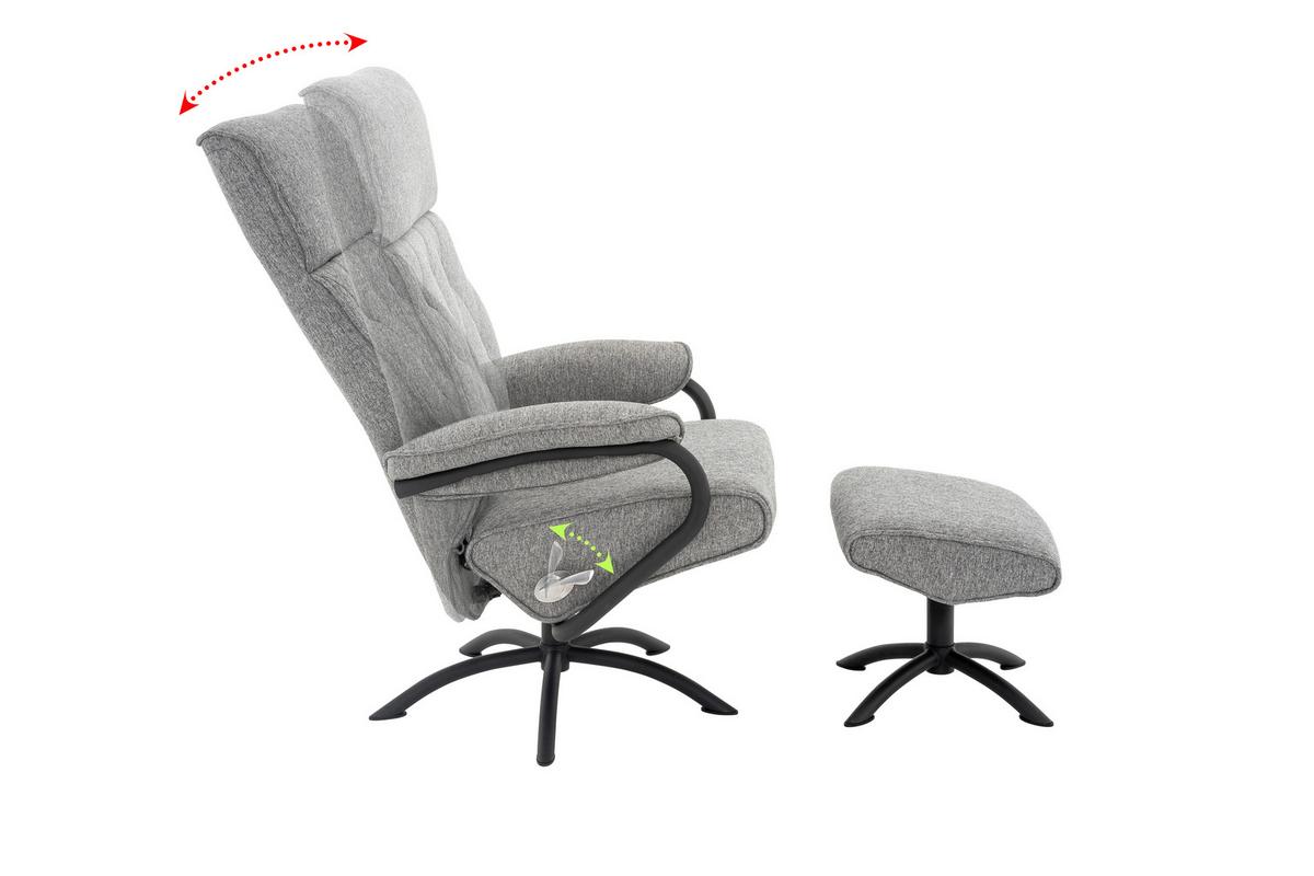 Relaxsesselset Tina - Schwarz/Grau, MODERN, Textil (77,5/107/85cm) - MID.YOU