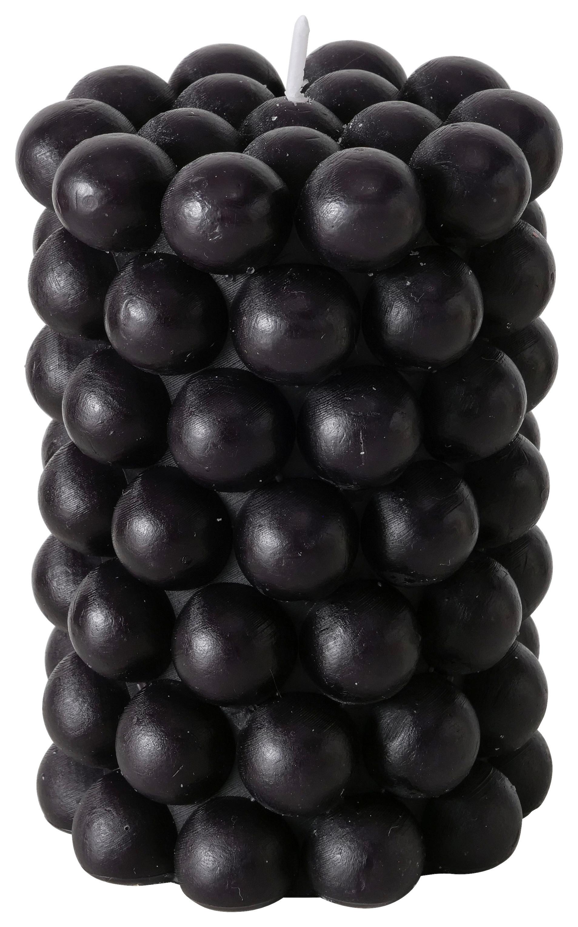 Válcová Svíčka Pearls Ii - černá, Moderní, přírodní materiály (7/10cm) - Modern Living