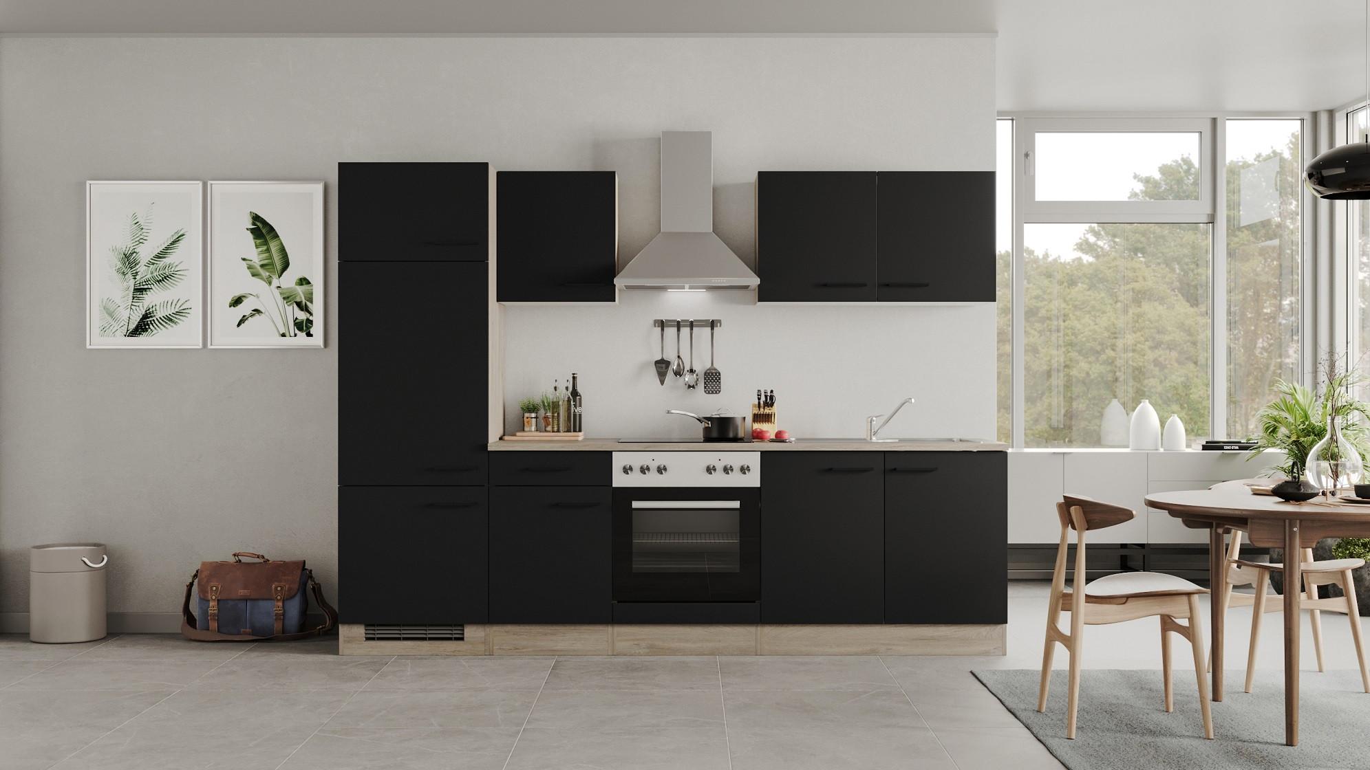 Küchenblock Capri Eiche/Schwarz B: 270 cm - Eichefarben/Schwarz, MODERN, Holzwerkstoff (270cm) - FlexWell