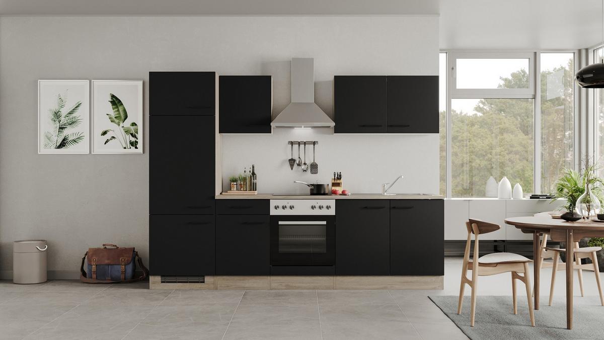 Horná kuchynská skrinka CAPRI CAPRI H 50 - čierna/farba duba, Konventionell, kov/kompozitné drevo (50/54,8/32cm) - FlexWell