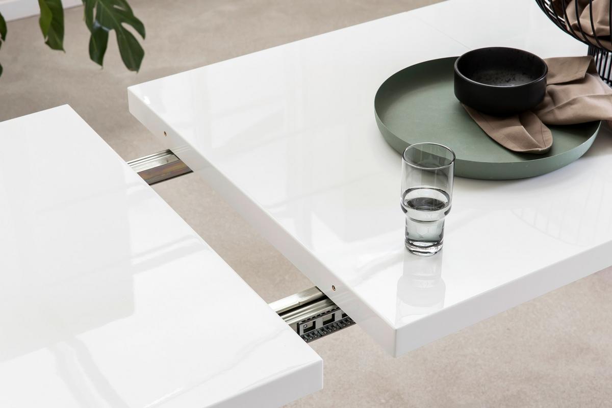 Esstisch Weiß B: 120-240 cm - Weiß Hochglanz, MODERN, Holzwerkstoff (120-240/80/76cm) - Livetastic