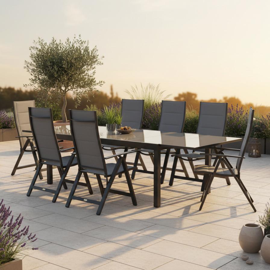 Gartenmöbel Set 9-tlg Florenz Aus Metall/textil