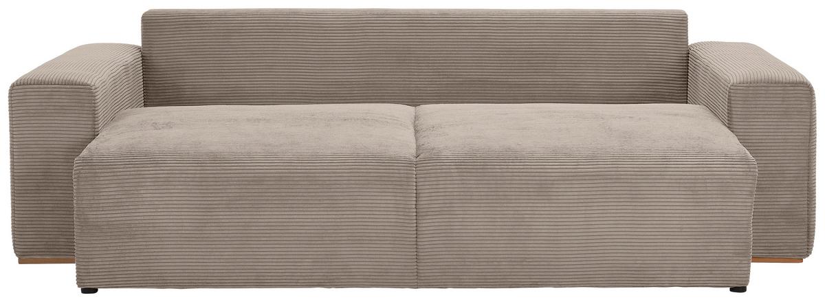 Schlafsofa Vouge Taupe Bettkasten, B: 255 Cm - Taupe/Buchefarben, KONVENTIONELL, Textil (255/86/123cm) - Livetastic