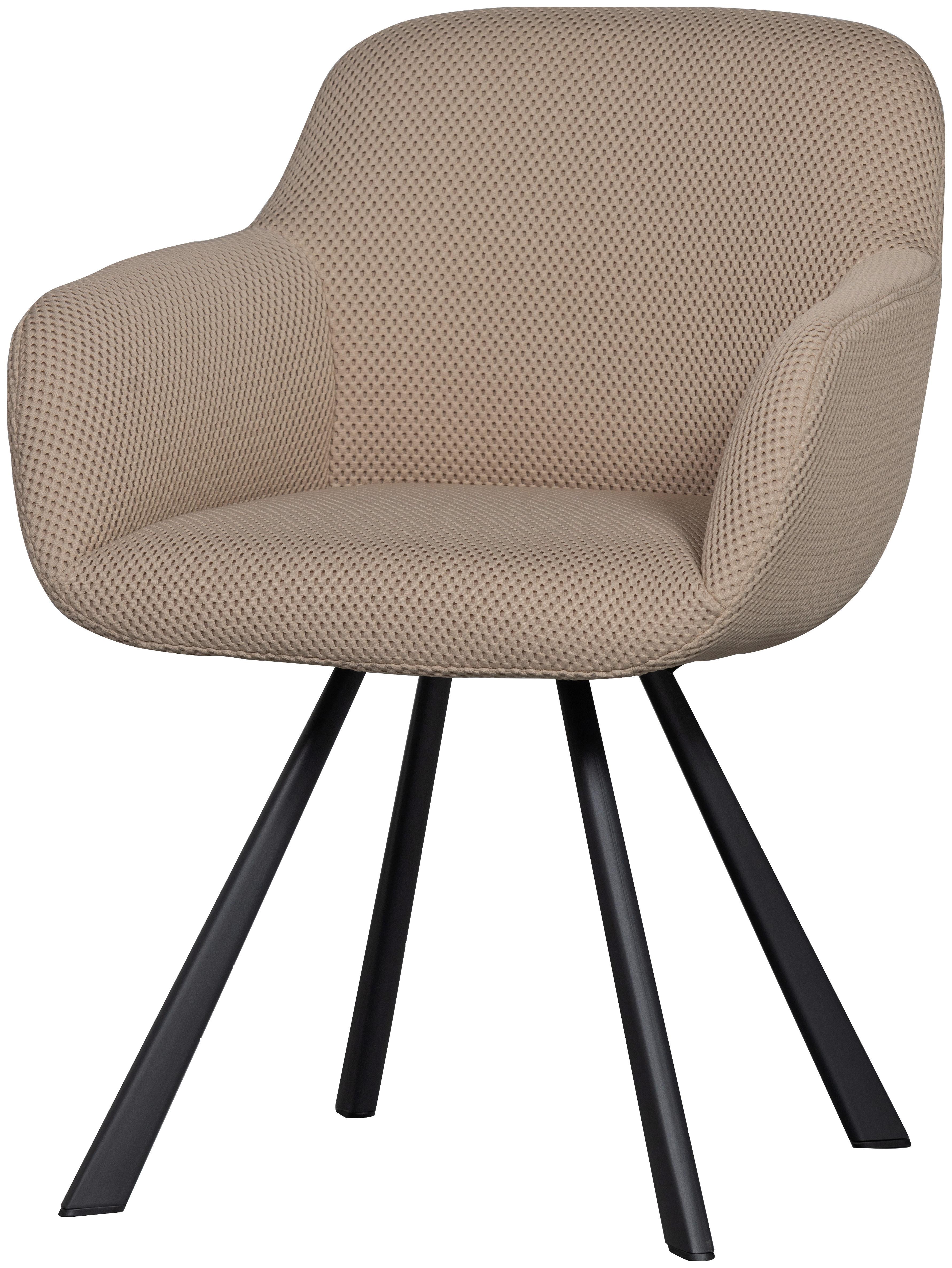 Armlehnstuhl Juno Naturfarben B: 58 cm - Schwarz/Naturfarben, Design, Textil/Metall (58/79/58cm) - Livetastic
