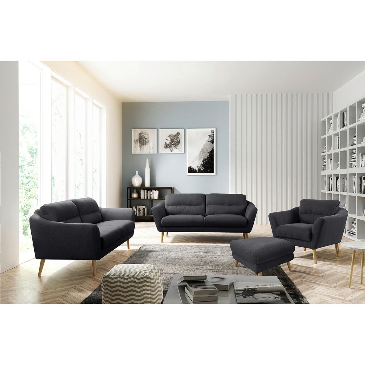 Hocker Tromso Anthrazit B: 61 cm - Anthrazit/Buchefarben, Design, Textil (61/49/65cm) - Livetastic