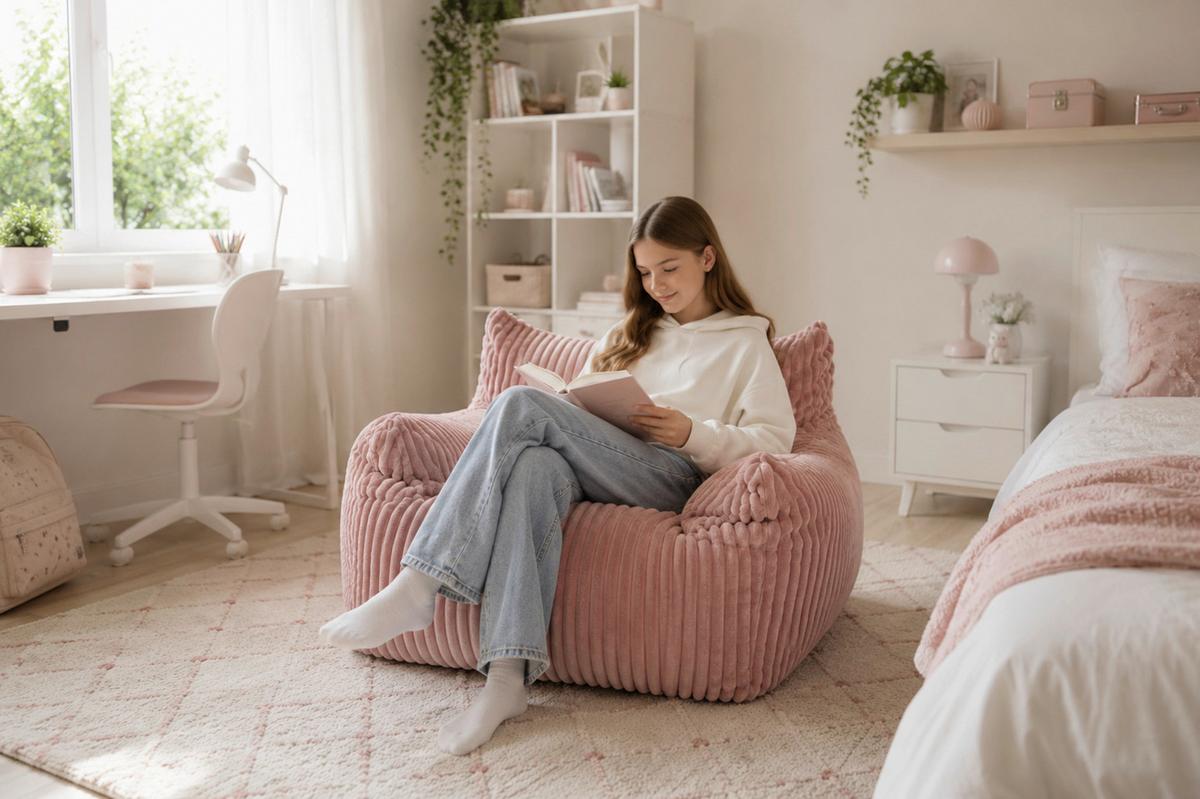 Sitzsack Nubo Cord rosa, Indoor, B: 104cm - Rosa, Basics, Textil (104/75/95cm)