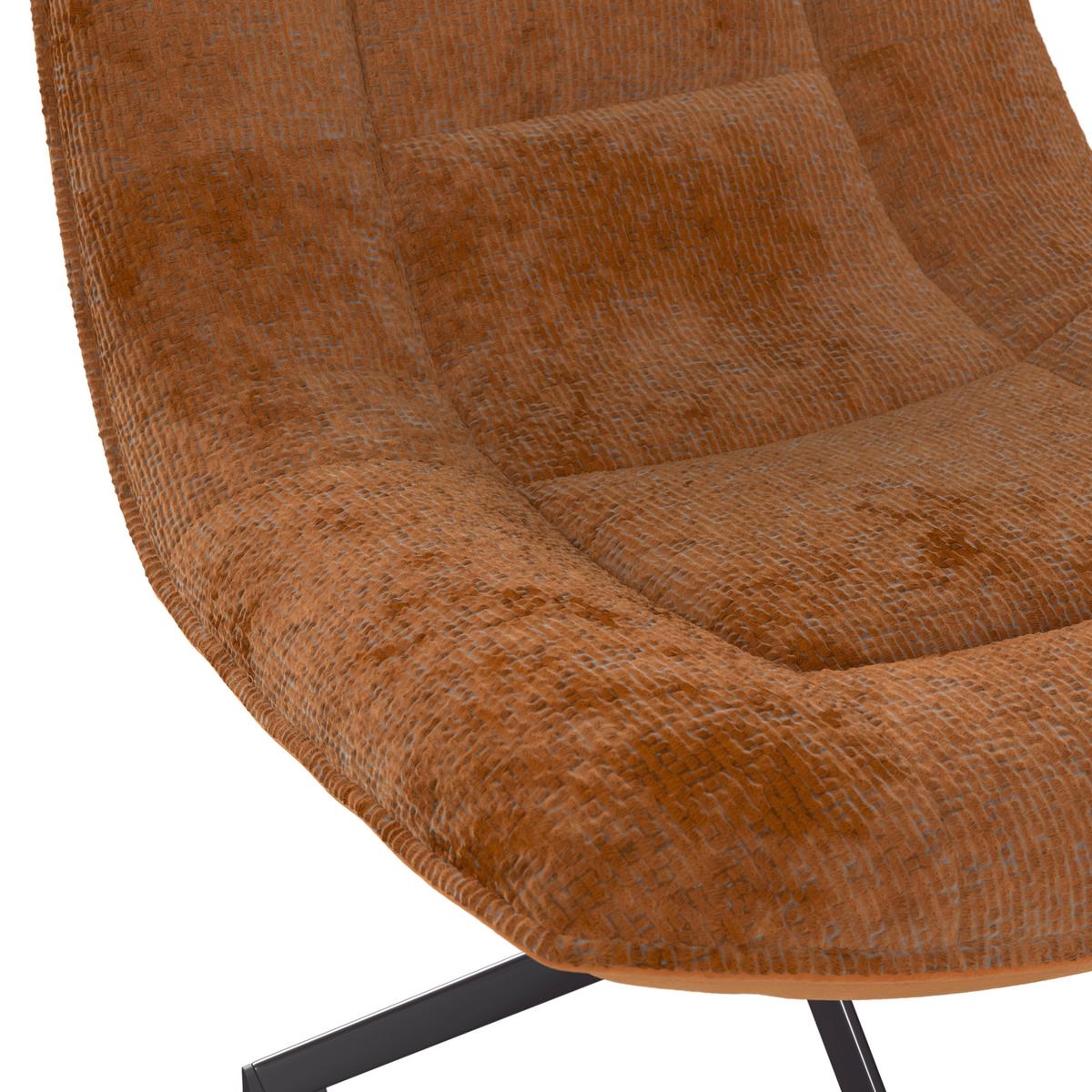 Relaxsessel Sofia Chenille orange, B: 77 cm - Schwarz/Orange, MODERN, Textil/Metall (77/88/94cm)