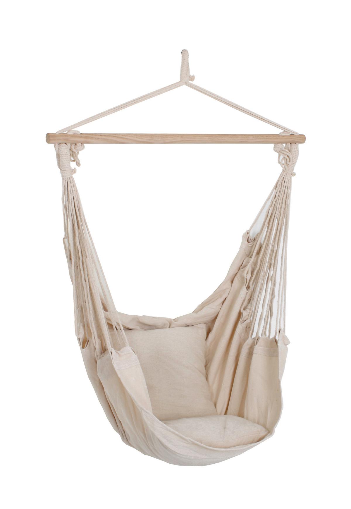 Hängesessel inkl. Kissen Braun Beige B: 90 cm - Beige/Braun, Trend, Holz/Textil (90/120/60cm)