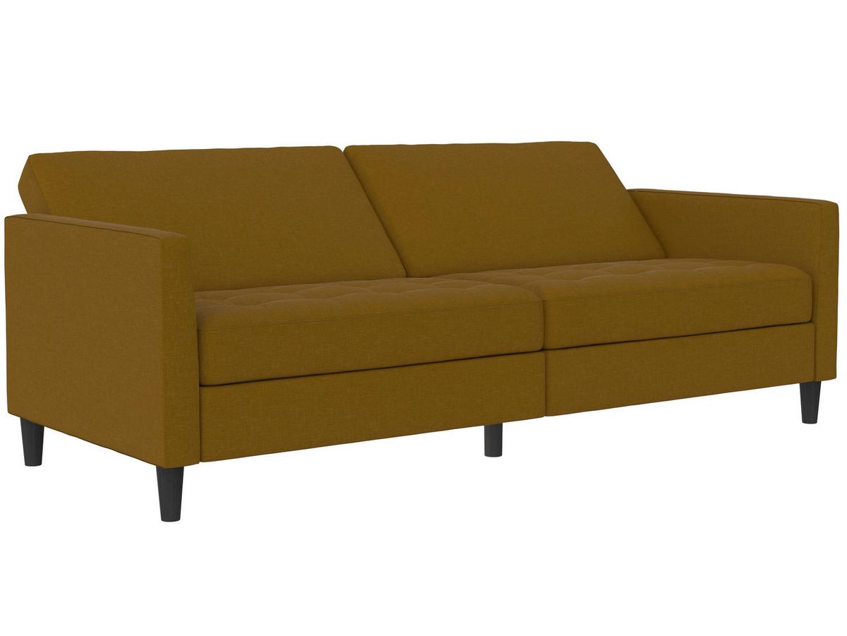 Schlafsofa Palermo Currygelb, mit Schlaffunktion - Currygelb/Schwarz, Basics, Textil (207/86/86cm) - Livetastic