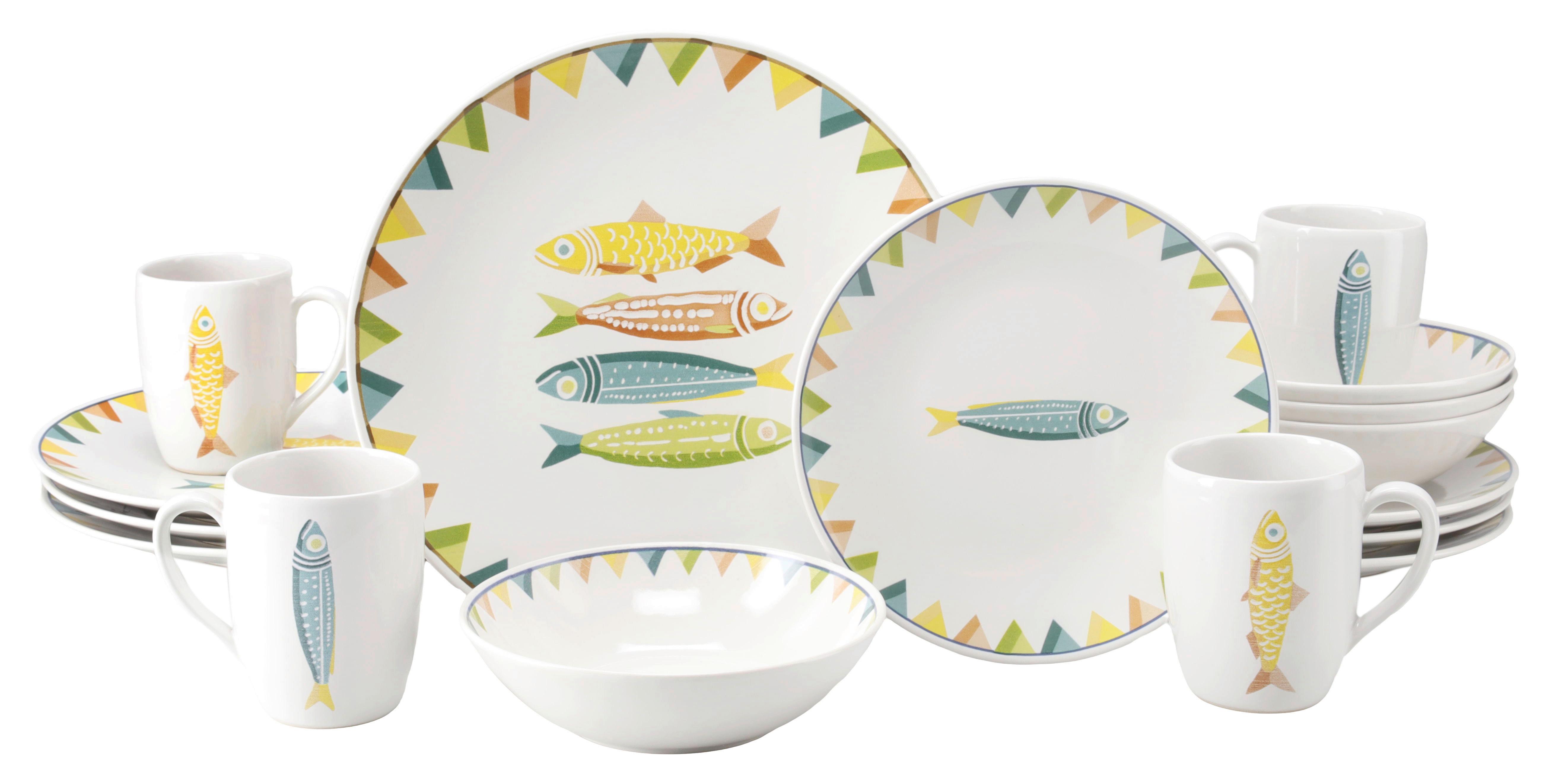 Kombiservice Sardinhas Steinzeug, 16 -Teilig. - Multicolor, Basics, Keramik - Creatable