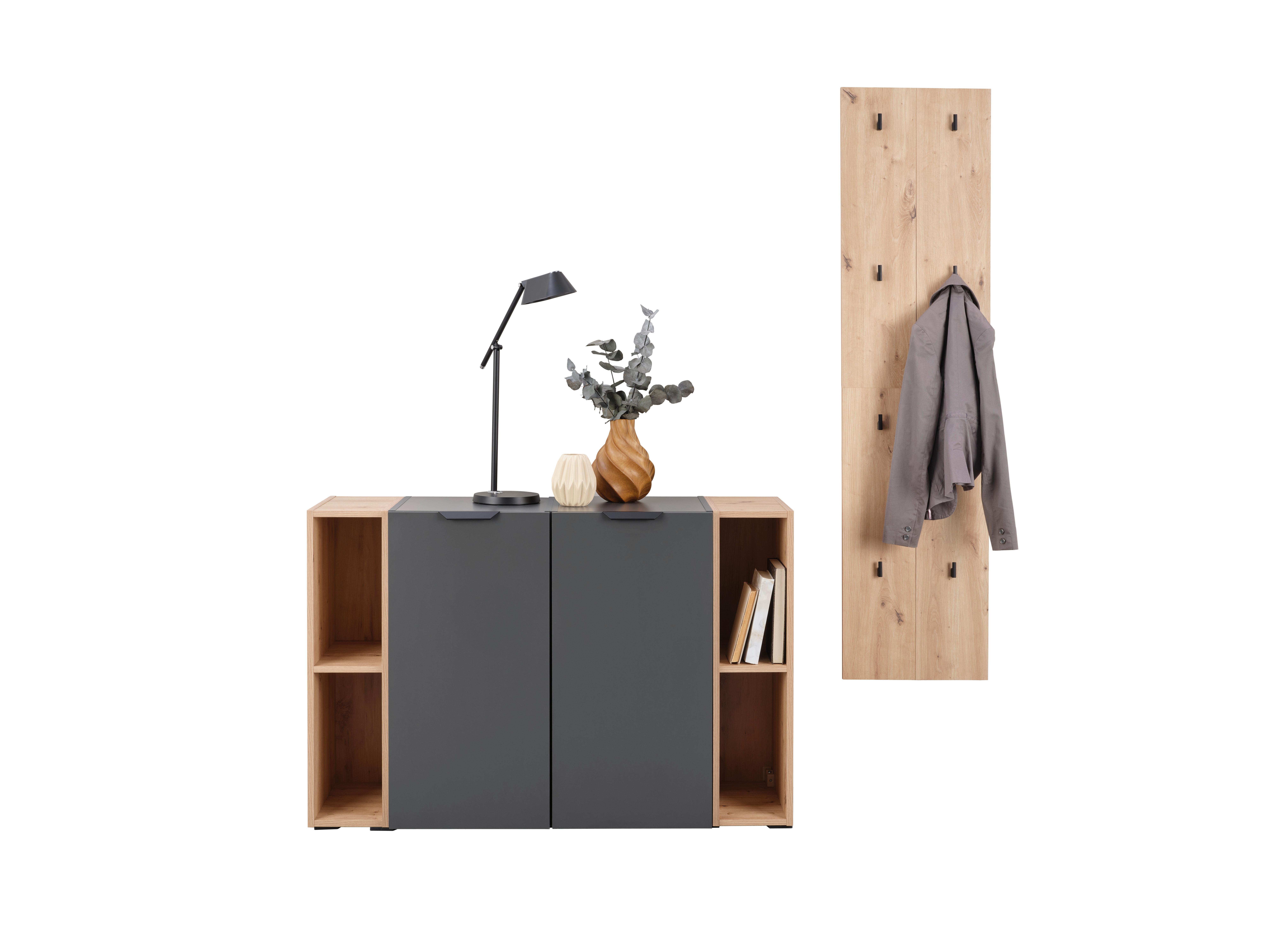 Garderobe Ciao Anthrazit/Eiche Dekor 3--Teilig - Anthrazit/Eiche Artisan, MODERN, Holzwerkstoff (80/181/37,9cm)