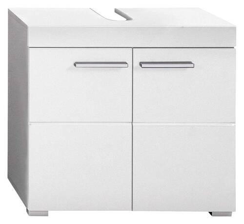 Waschbeckenunterschrank Amanda B: 60 cm Weiss - Silberfarben/Weiß, MODERN, Holzwerkstoff (60/56/34cm) - MID.YOU