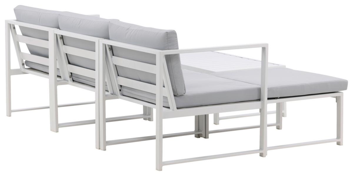 Loungegarnitur Salvador - Weiß/Grau, KONVENTIONELL, Textil/Metall - Gardenson