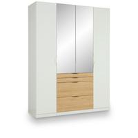 Drehtürenschrank Mit Spiegel & Laden 182 cm Unit, Weiß/Eiche - Eichefarben/Weiß, KONVENTIONELL, Holzwerkstoff (182/242/58cm) - Ondega