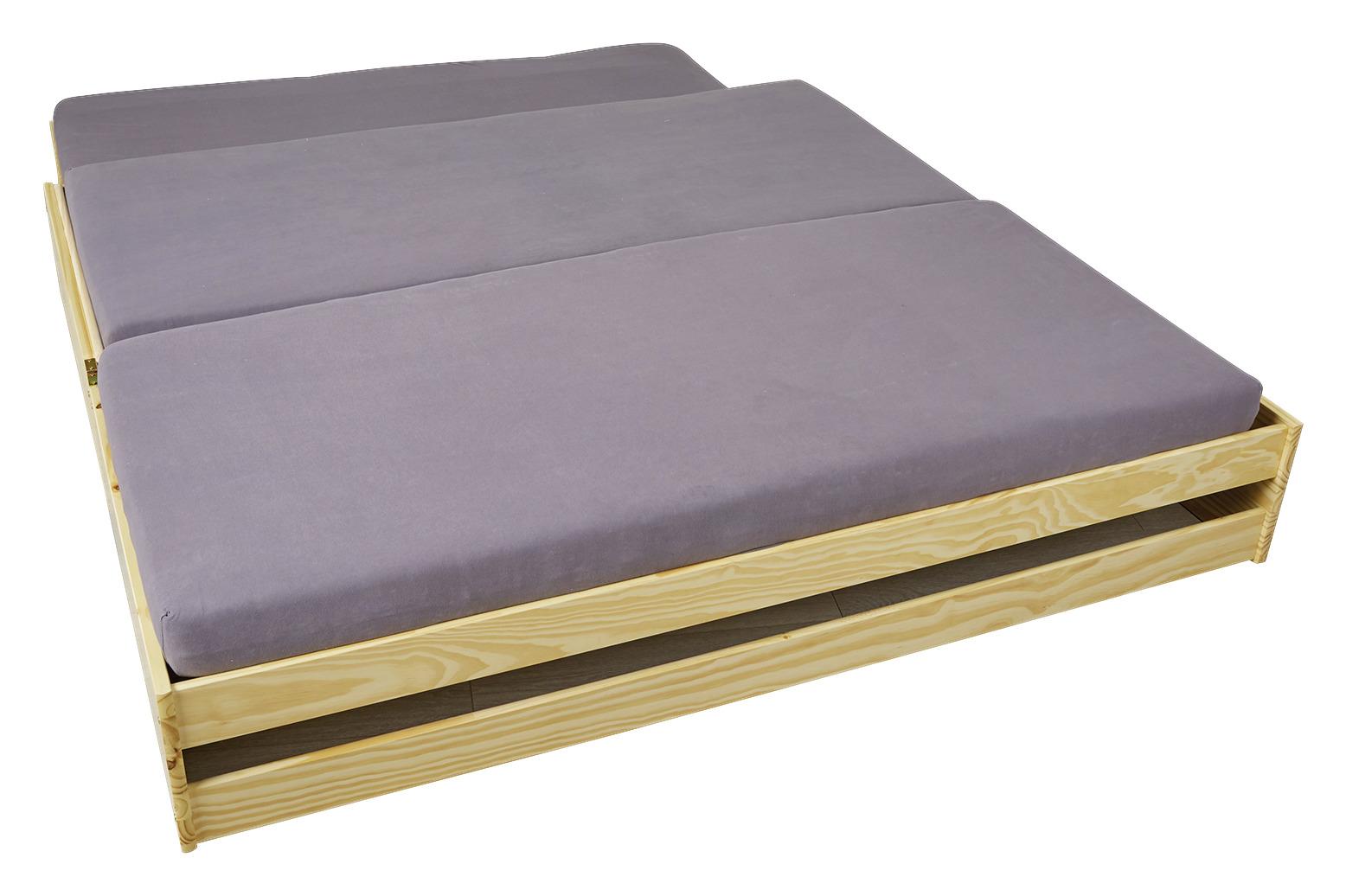 Postel se 3 lůžkami včetně roštů LOTAR - přírodní barvy, Konvenční, dřevo (90/200cm) - MID.YOU
