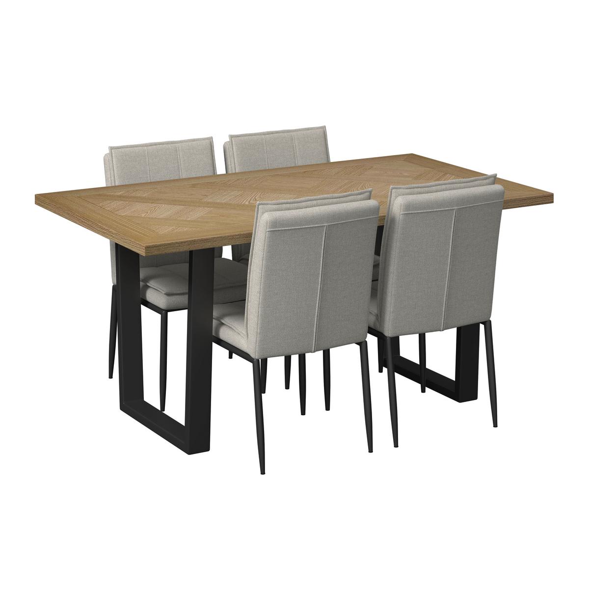 Jídelní set Abelia - černá/krémová, Moderní, kov/kompozitní dřevo - Bessagi Home