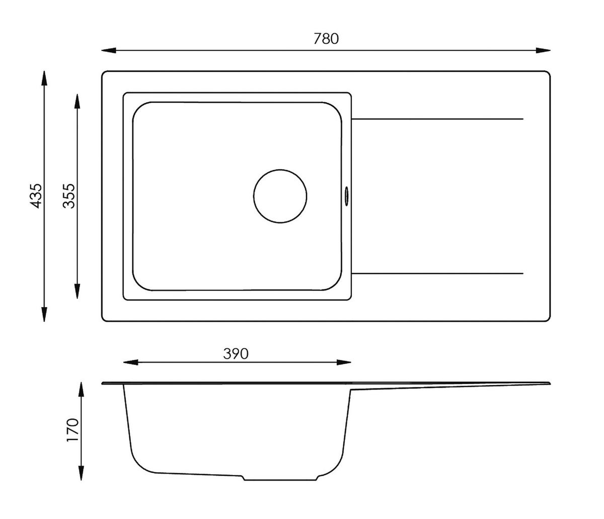 Spüle Respekta Denver Bxt: 78x43.5 Cm - Weiß, Trend, Glas/Kunststoff (78/17/43,5cm) - Respekta