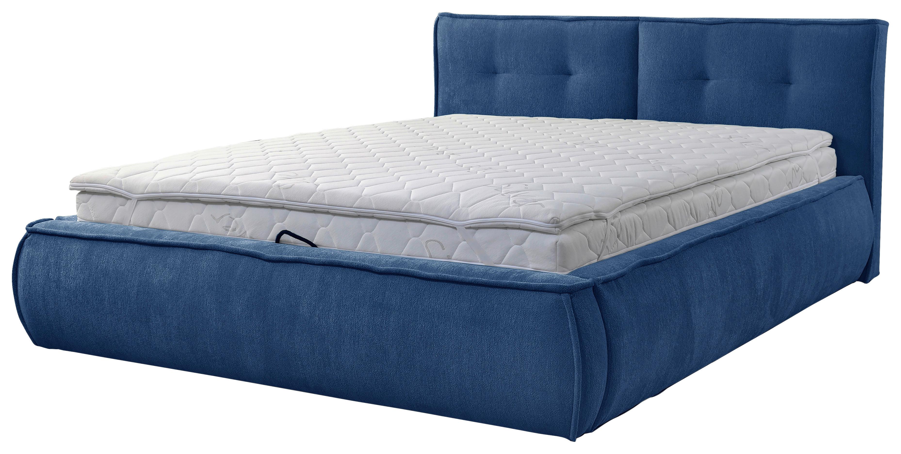 Polsterbett mit Lattenrost 160x200 cm Lacjo Blau - Blau/Beige, LIFESTYLE, Holz/Holzwerkstoff (160/200cm) - Livetastic