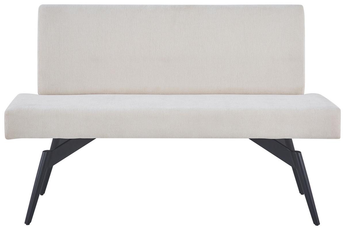 Sitzbank Tinos Mit Lehne Beige, B: 140 Cm - Beige/Schwarz, KONVENTIONELL, Textil/Metall (140/88/62cm) - MID.YOU