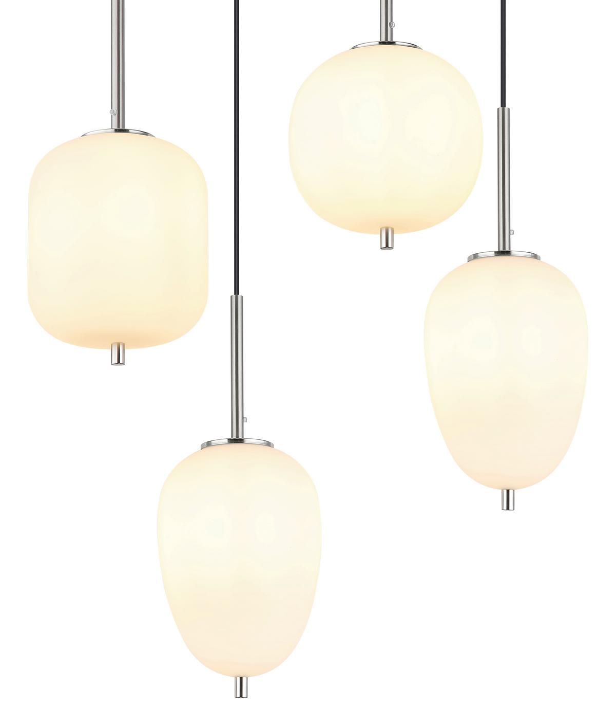 Függőlámpa 15345-6no Blacky I - opál/nikkel, Basics, Üveg/fém (80/34/120cm) - Globo