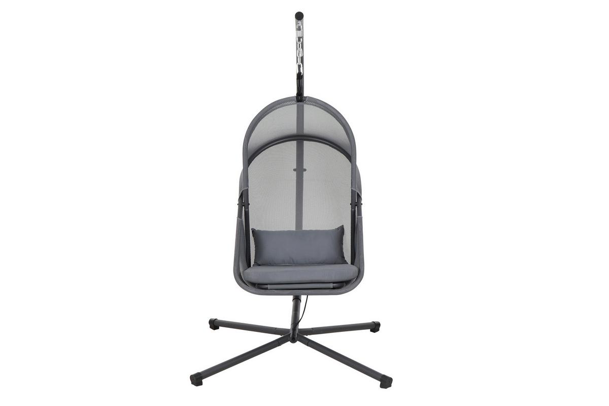 Hängesessel mit Gestell Mit Sitz- und Rückenkissen - Blau/Anthrazit, KONVENTIONELL, Kunststoff/Textil (123/195cm) - Siena Garden