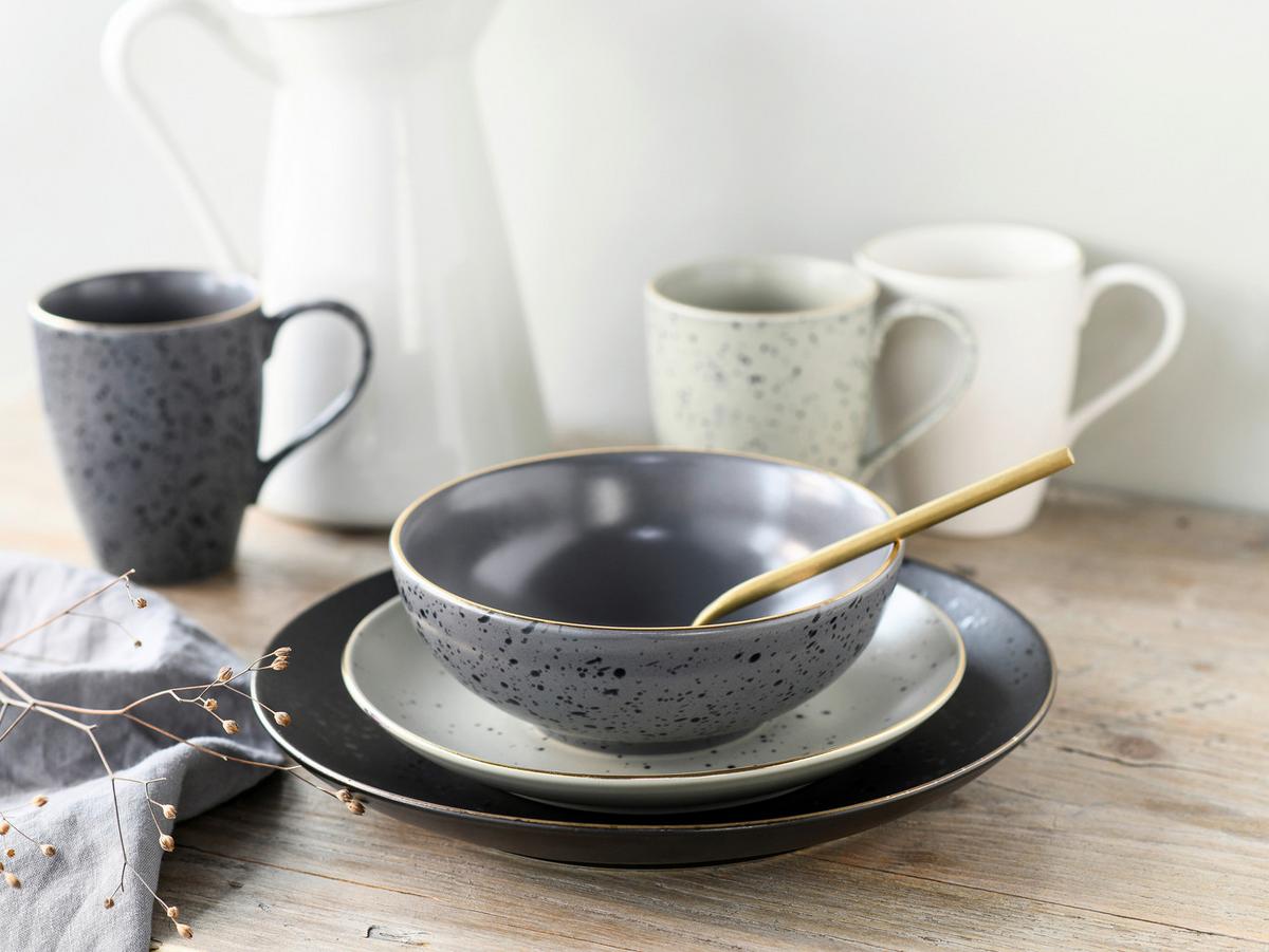 Kombinovaný servis 16-dílny - čierna/sivá, Trend, keramika (33/34/32cm) - Creatable