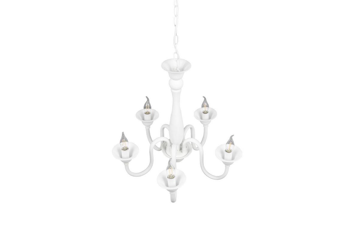 Kronleuchter Elsa 5xe14 Weiß Metall - ROMANTIK / LANDHAUS (56/150cm) - Trio Leuchten