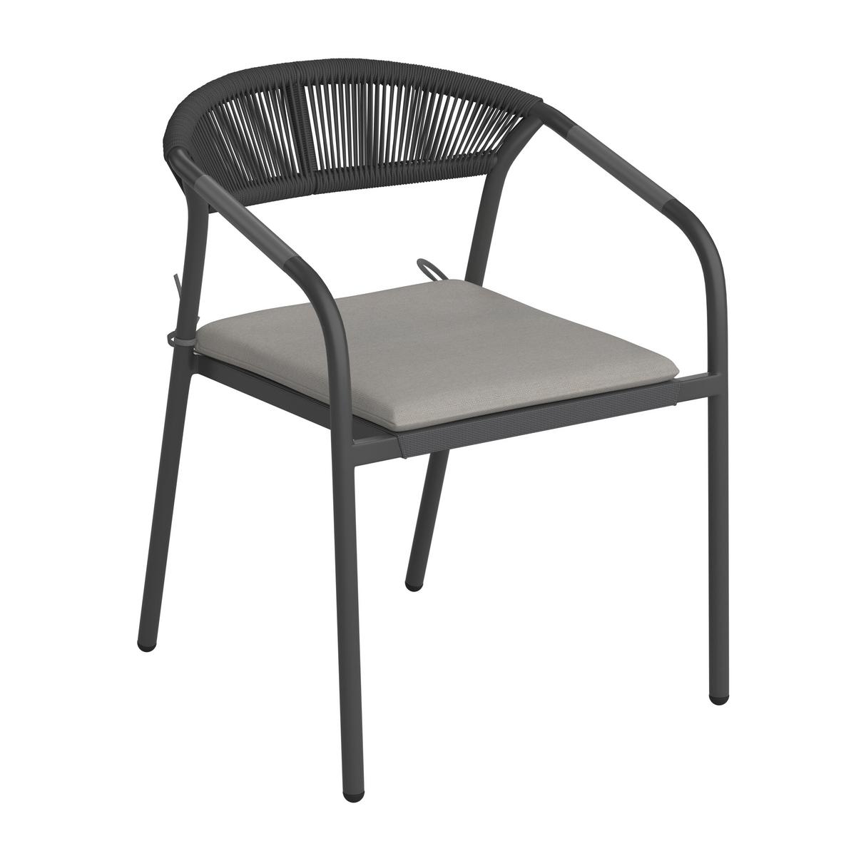 Sada záhradných kresiel BENICIO - čierna/sivá, Modern, kov/textil (56/80/64cm) - Bessagi Garden