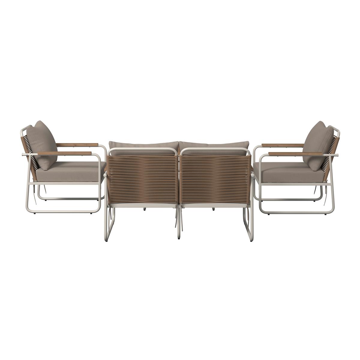 Loungegarnitur Portofino - Creme/Weiß, MODERN, Holz/Kunststoff (77/71/116cm) - Beldano