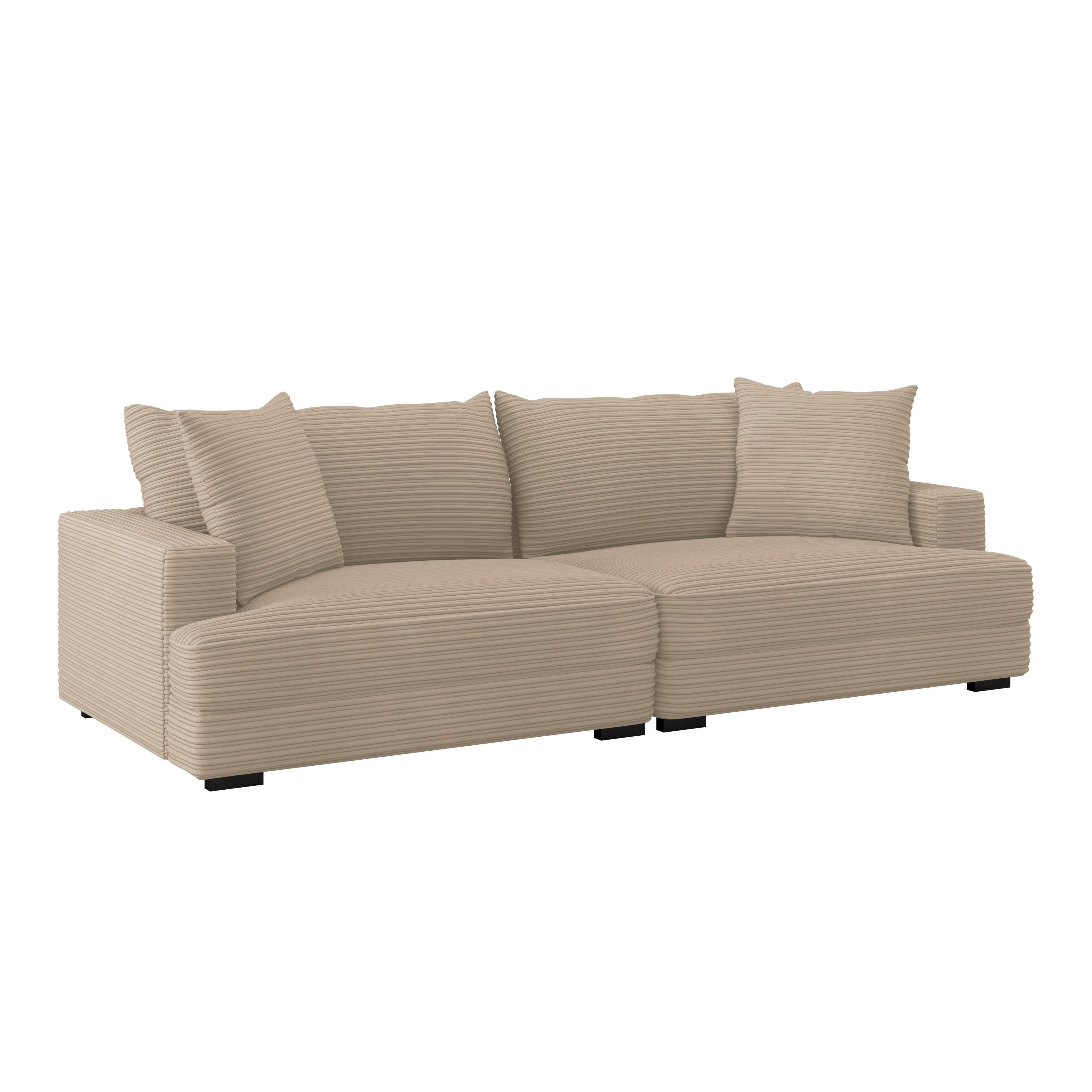 Megasofa Pelle-Megasofa - Wengefarben/Beige, Trend, Textil (261/124cm) - Luca Bessoni
