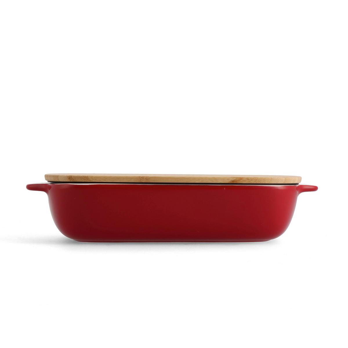 Auflaufform Stoneware Rot/weiß B: 24 Cm - Rot/Weiß, Basics, Naturmaterialien/Keramik (24cm) - Kitchenaid