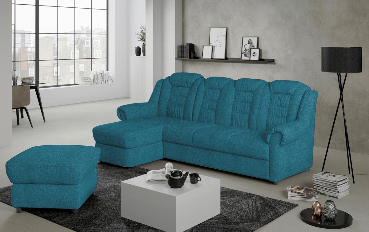 Ecksofa Boston Blau Chenille - Blau/Schwarz, KONVENTIONELL, Textil (165/262cm) - Livetastic