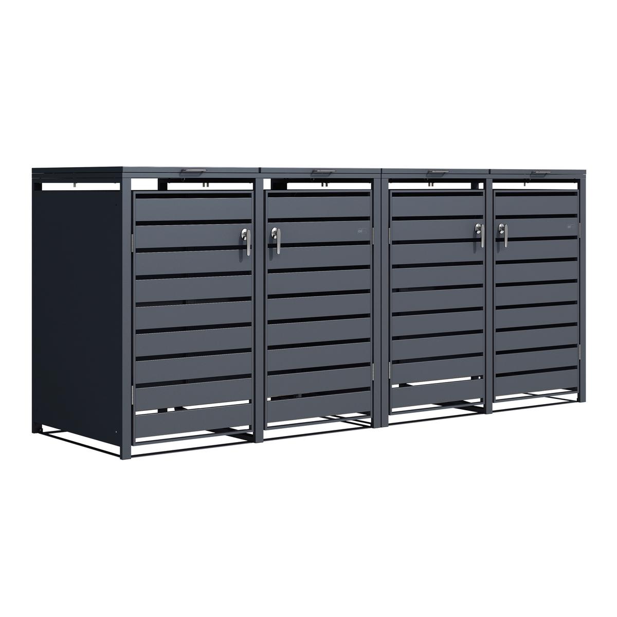 Aufbewahrungsbox Lucas 4x240 Liter - Anthrazit, Basics, Metall (264/80/116cm) - Ambia Garden