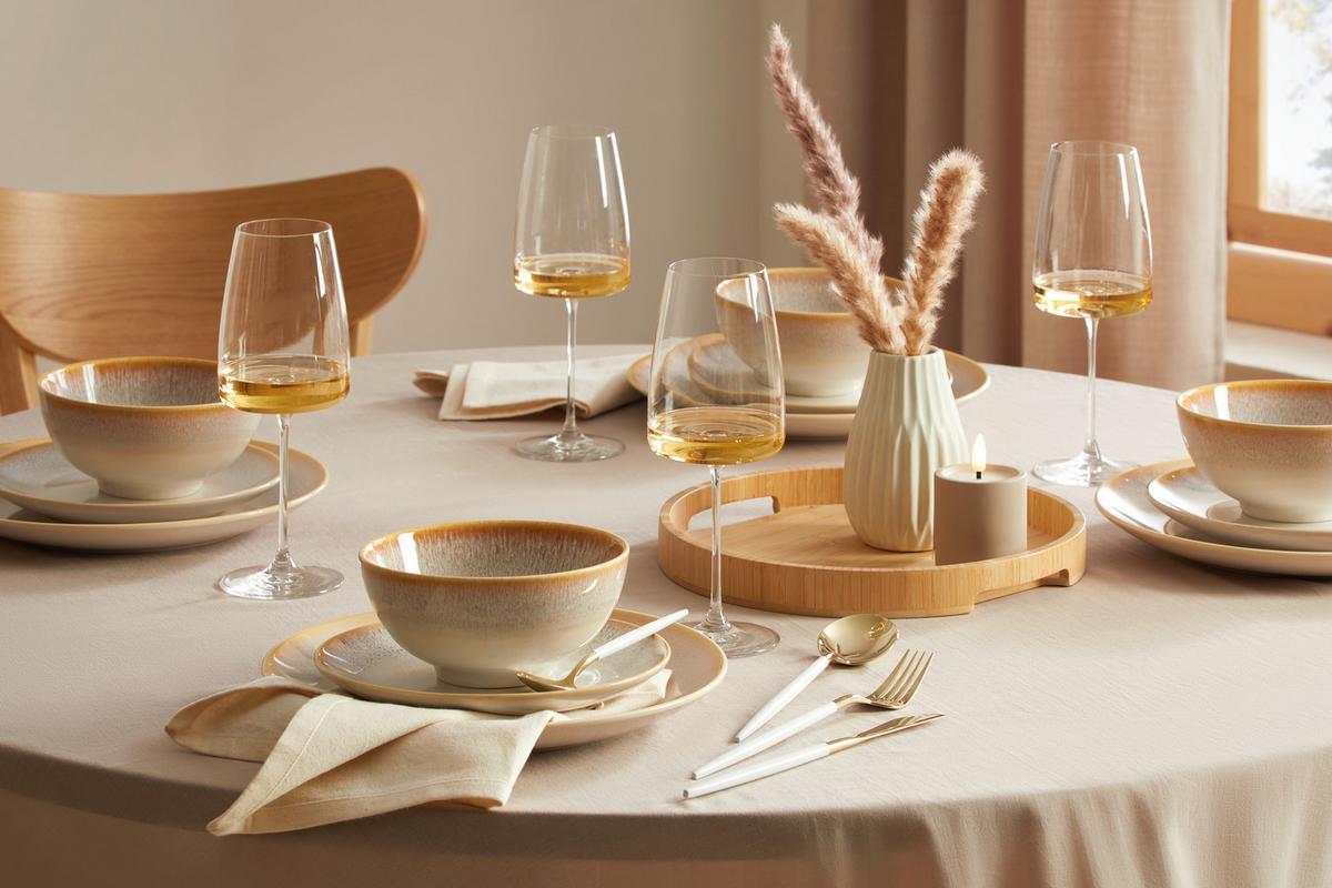 Kombinovaný servis 12-dielny - krémová, Modern, keramika - Mömax