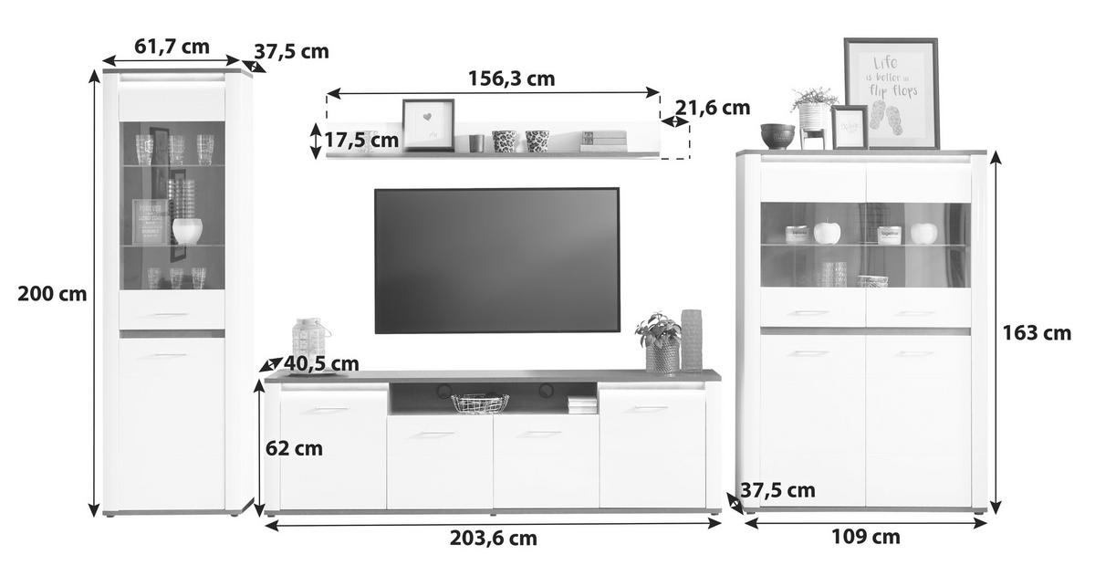 SKŘÍŇOVÁ STĚNA ALASSIO - Moderní (374,3/200/40,5cm) - Luca Bessoni