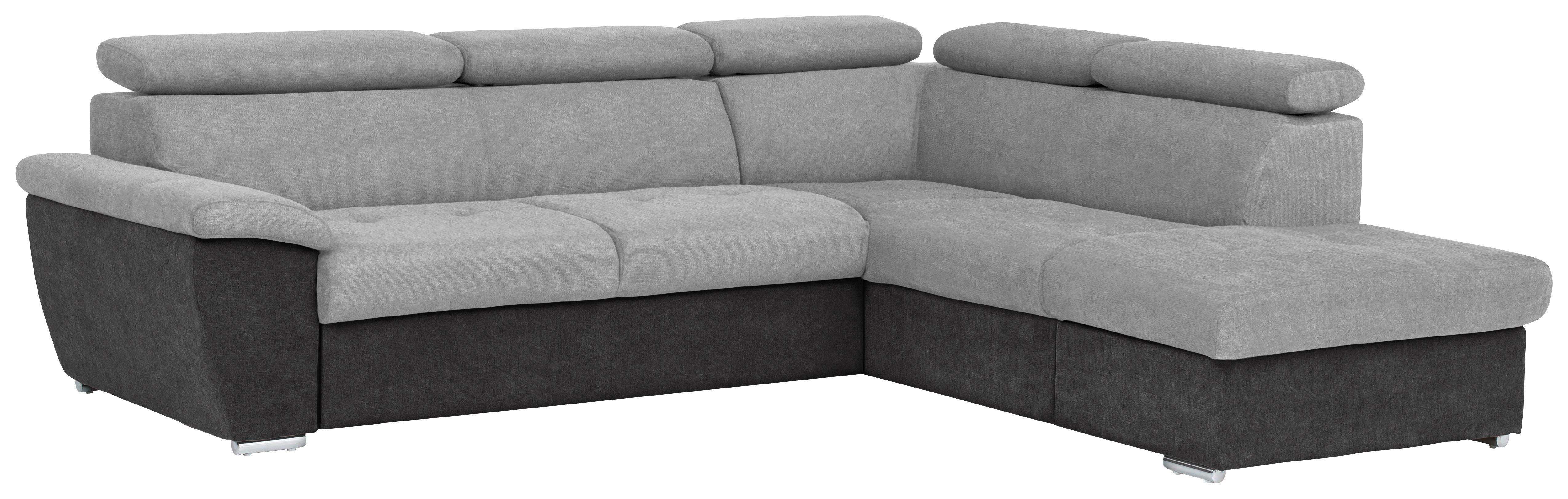 Ecksofa Mit Schlaffunktion Antero Und Bettkasten Hellgrau - Chromfarben/Silberfarben, Design, Textil (262/216cm) - Livetastic