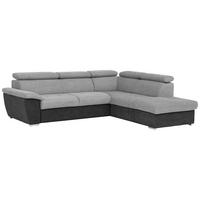 Ecksofa Mit Schlaffunktion Antero Und Bettkasten Hellgrau - Chromfarben/Silberfarben, Design, Textil (262/216cm) - Livetastic