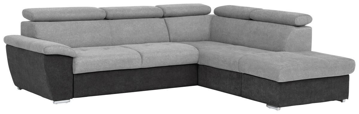 Ecksofa Mit Schlaffunktion Antero Und Bettkasten Hellgrau - Chromfarben/Silberfarben, Design, Textil (262/216cm) - Livetastic