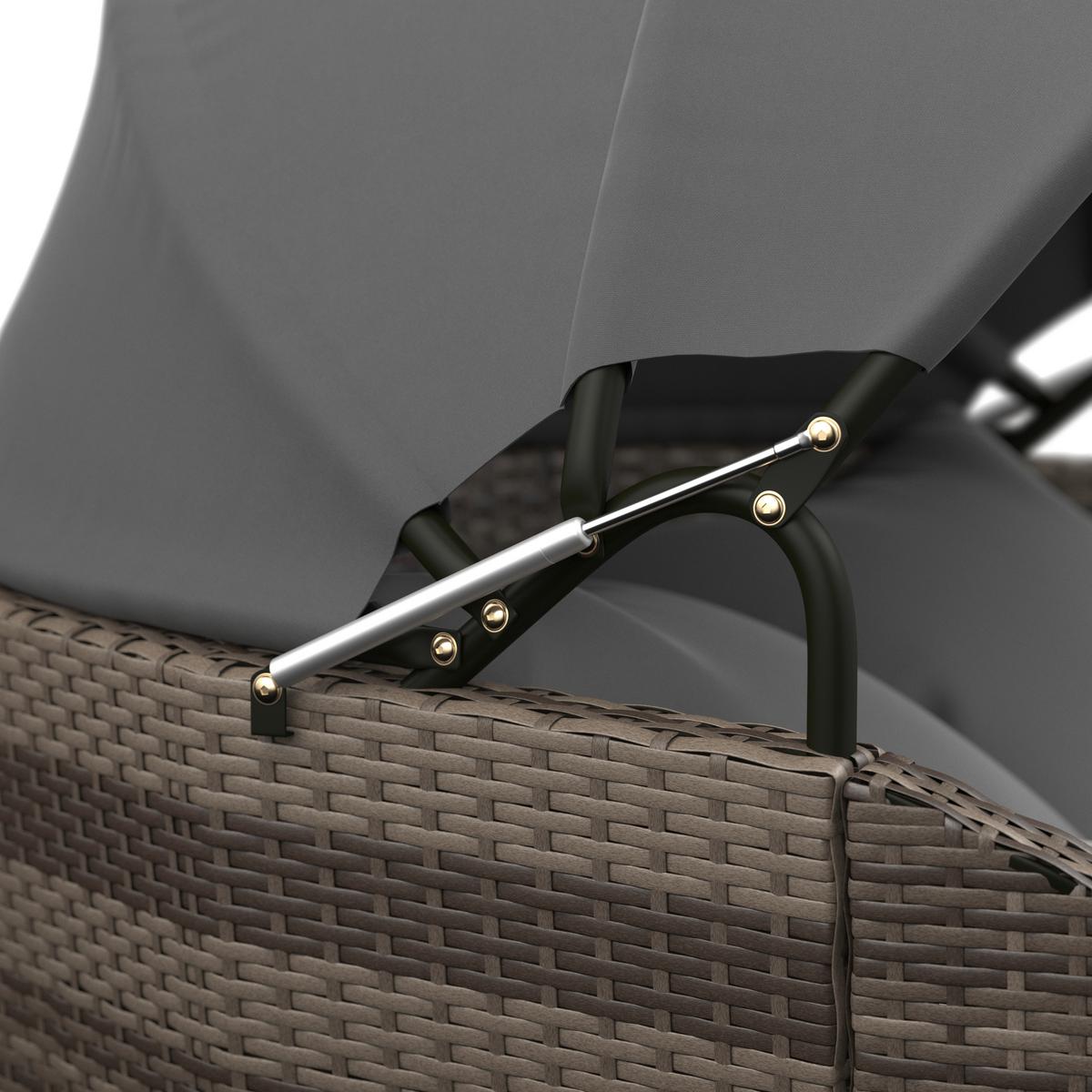 Sonneninsel Rio Grau/Schwarz Metall/Kunststoff/Textil +dach - Schwarz/Grau, MODERN, Kunststoff/Textil (206/132/64cm) - Beldano