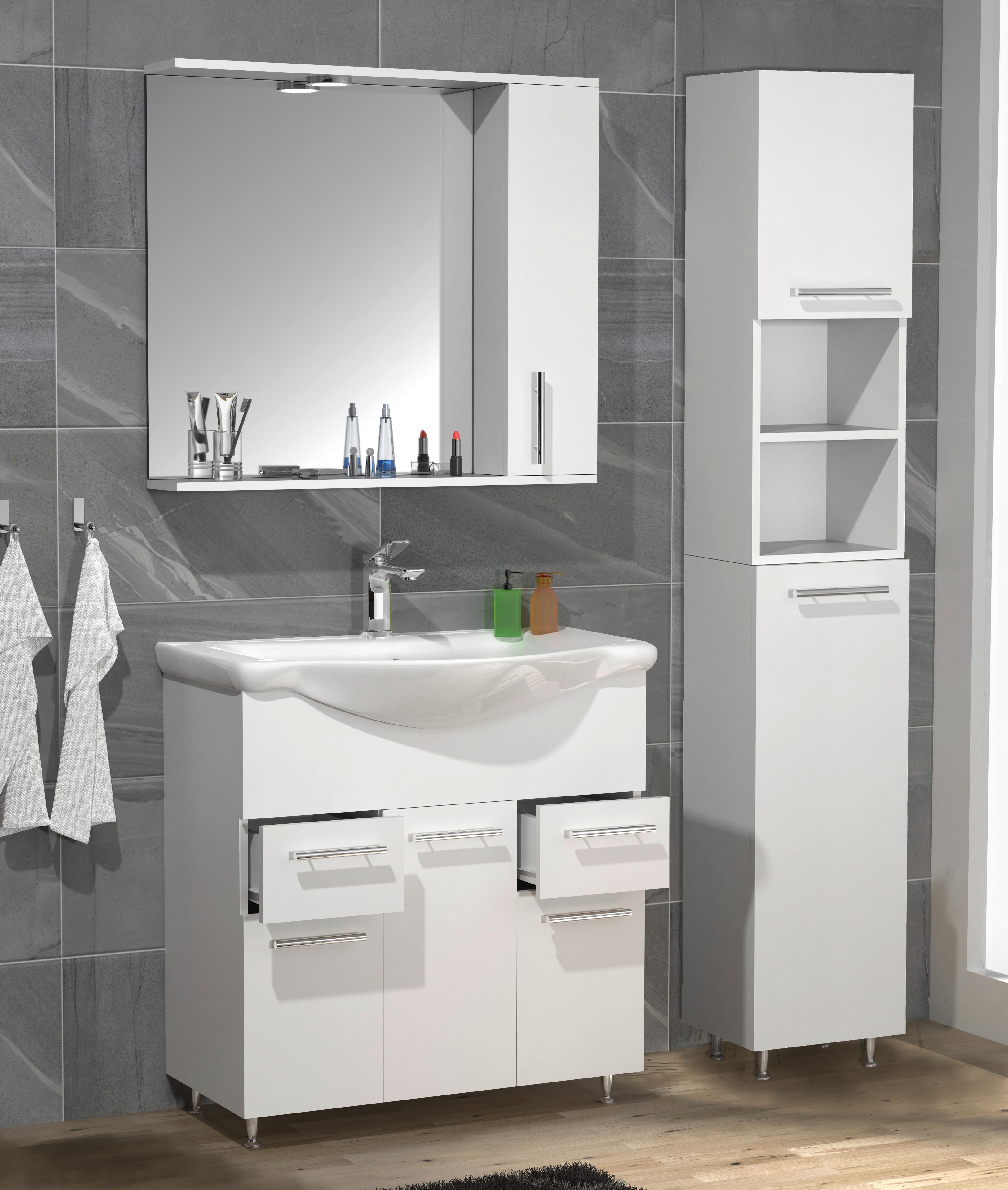 Badezimmer Lisalo Xl - Weiß, MODERN, Glas/Keramik (105cm) - MID.YOU