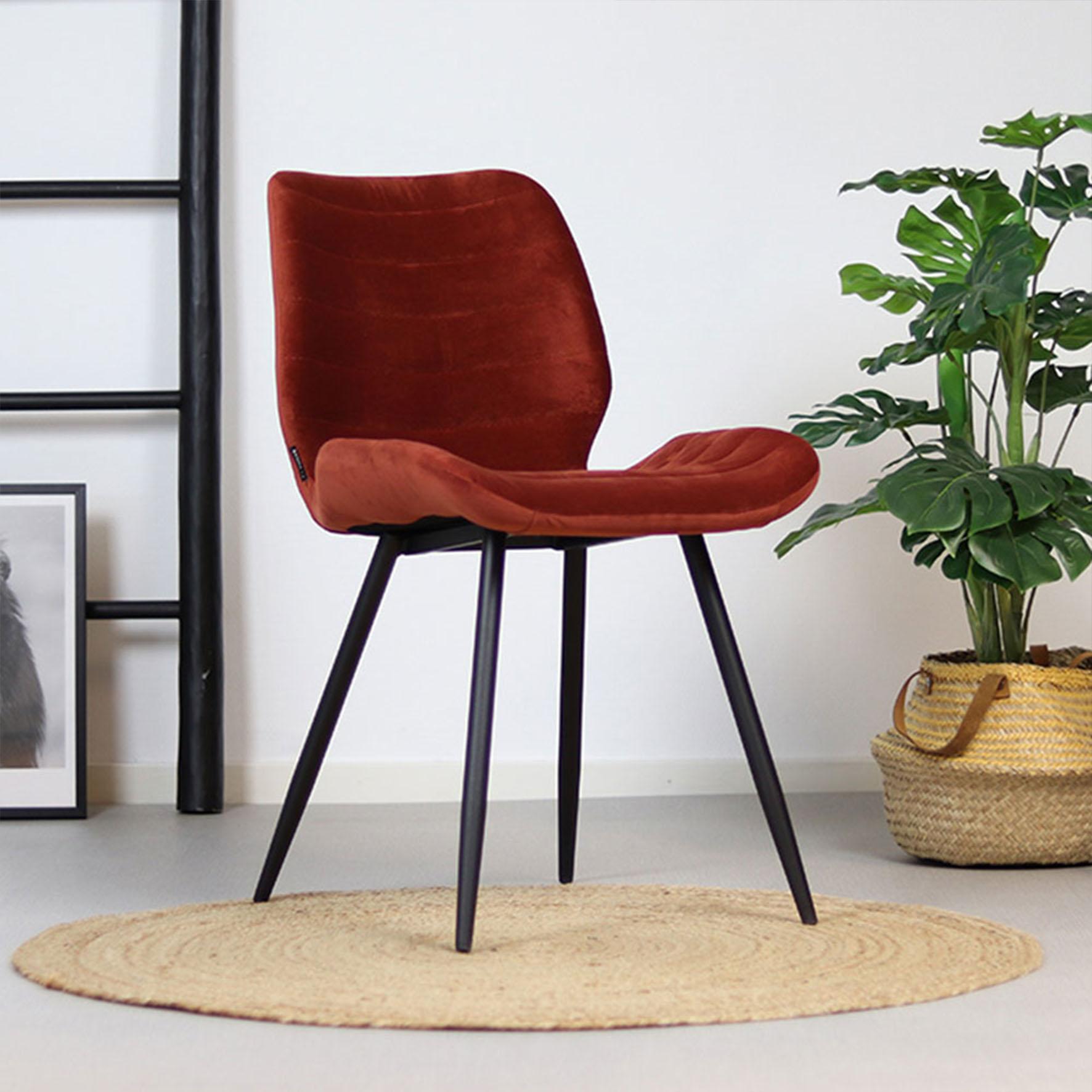 Stuhl-Set im warmen Kupferton mit Samtbezug