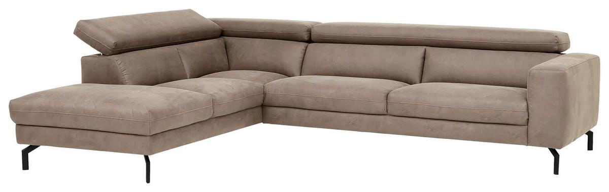 Ecksofa California - Beige/Schwarz, MODERN, Textil (233/305cm) - Trendmanufaktur